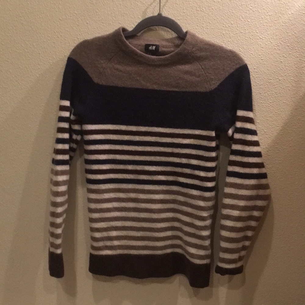H&M Green and Black Wool Striped Sweater